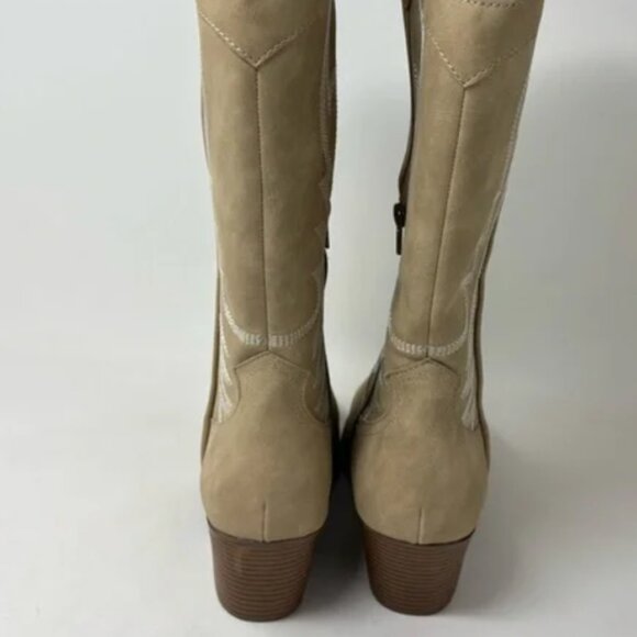 NEW INDIGO RD. BEIGE WESTERN COWBOY BOOTS POINTED - Picture 4 of 10
